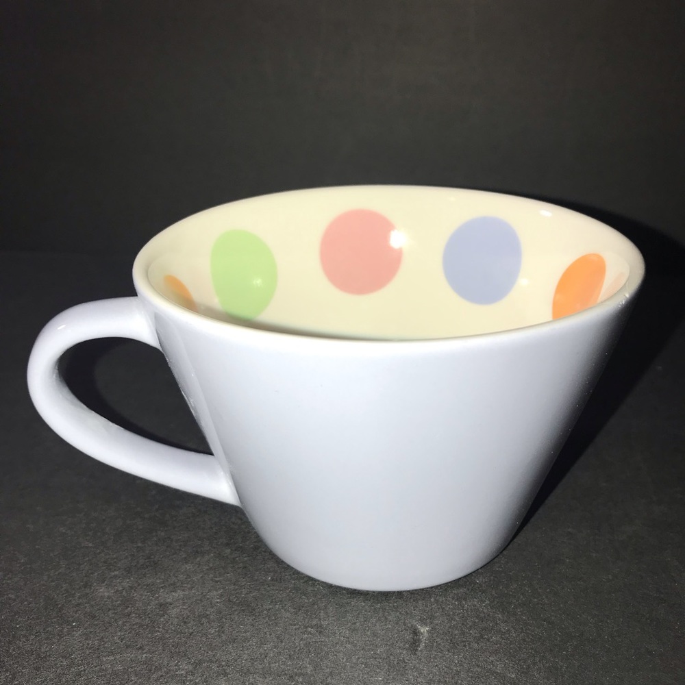 2006 Starbucks Coffee Cup/Mug Blue with Polka Dots Inside 12 Oz